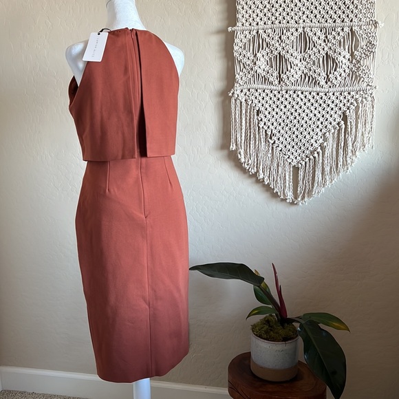 NWOT Lavish Alice Brown High Neck Cropped Bodycon Midi Dress (US 6) - Picture 5 of 11